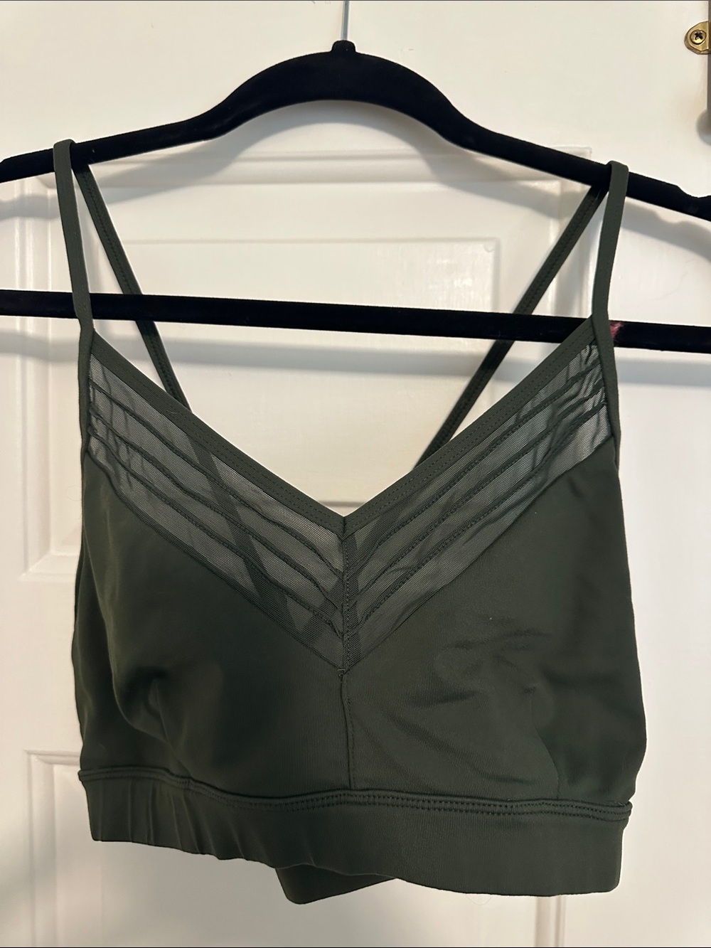 ALO Yoga Olive Green Mesh-Trim Sports Bralette